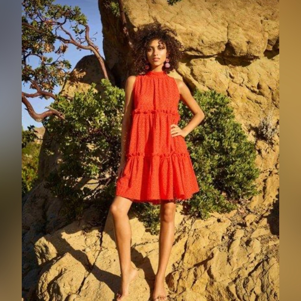 Sleeveless Red Tiered Dress